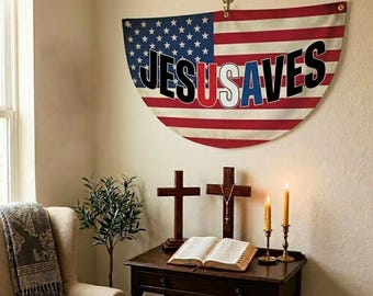 Jesús salva a EE. UU. 250 años de libertad estadounidense Bandera rectangular para valla, bandera del Día de la Independencia 4 de julio, bandera de doble cara, regalo para la familia