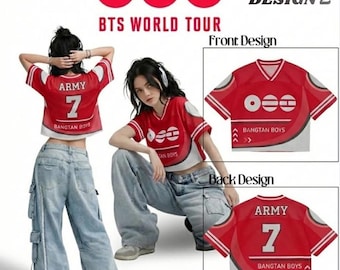 Camiseta de fútbol personalizada de la gira mundial Bangtan, camiseta personalizada de la gira mundial Arirang, regalo de merchandising de K-pop para el ejército, atuendo para conciertos de aficionados al fútbol.