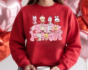 Camiseta de San Valentín de Skzoo S K Z, camiseta de Kpop, camiseta de Stray, mercancía de gira mundial, mercancía de álbumes retro vintage