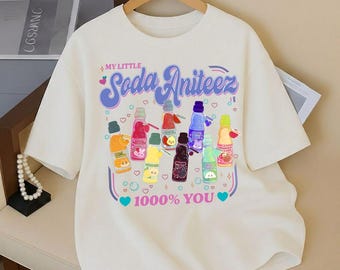 Camiseta Aniteez Soda Pop Cute A T Z, camiseta Kpop, camiseta Atee, merchandising de gira mundial, merchandising de álbumes retro vintage "En lo profundo de mi corazón, en lo profundo de mi alma".