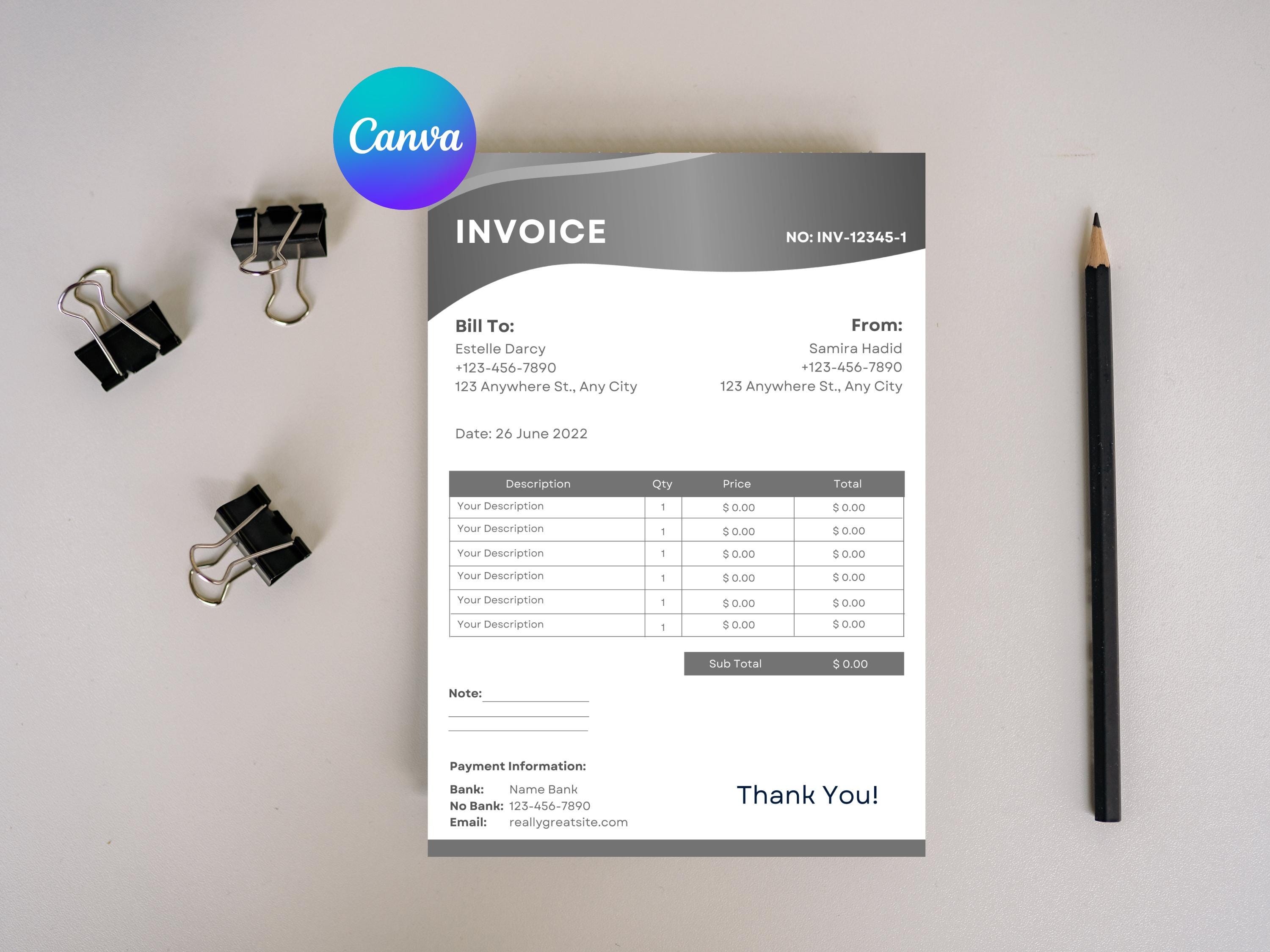 Editable Invoice Template for Small Business | Professional Invoice ...