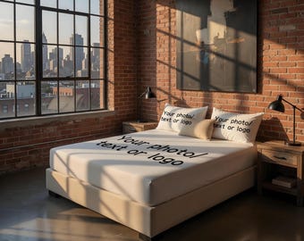 Op maat gemaakt hoeslaken Gepersonaliseerde beddengoedset Foto uploaden Tekst Logo