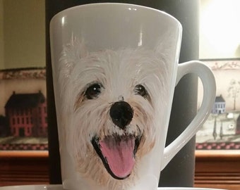 Pet portrait mug, pet portrait artist, hand painted mug, cat, dog, horse, Painted from your picture, lisa bonenfant, mainely pet portraits