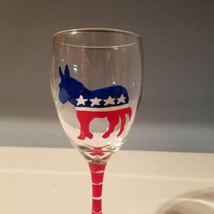 Democrat mug, Democrat, donkey, jackass, political symbol, hand painted wine glass