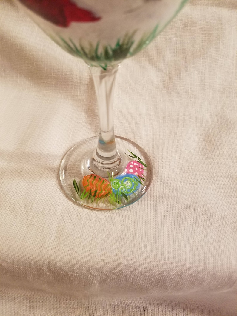 Easter Bunny Wine Glass White Bunny Easter Eggs Hand Etsy