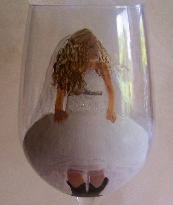 Painted Bride Glass Toasting Wedding Wine Glass Rustic Etsy