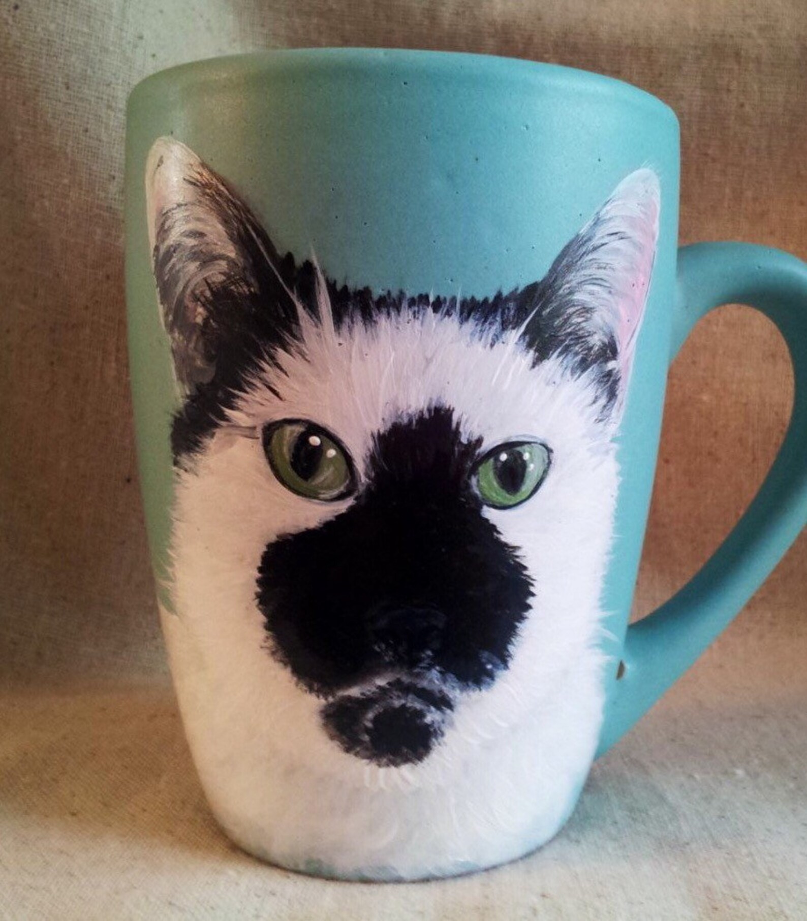 Pet Portrait Mug Pet Portrait Artist Hand Painted Mug Cat Etsy