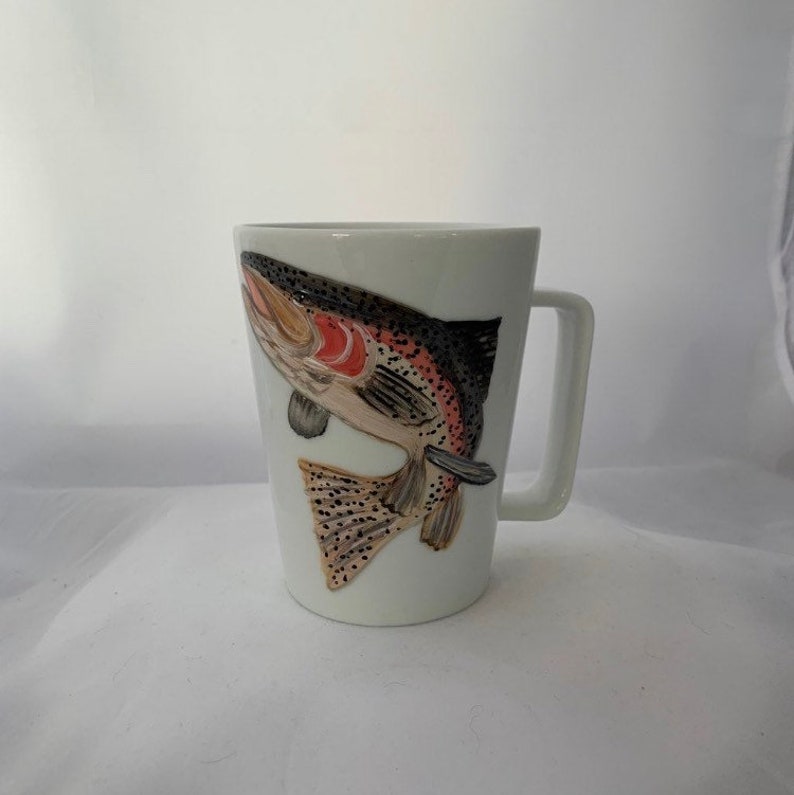 Rainbow Trout Mug Coffee Mug Hand Painted Mug Fisherman Etsy