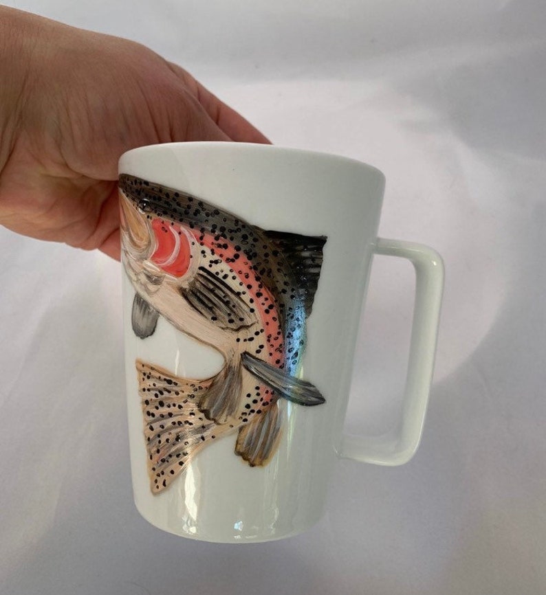Rainbow Trout Mug Coffee Mug Hand Painted Mug Fisherman Etsy