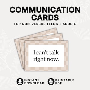 Non Verbal Communication Cards for Adults, Printable AAC Visual Cue Cards, Autism Support, Speech Delay Aid
