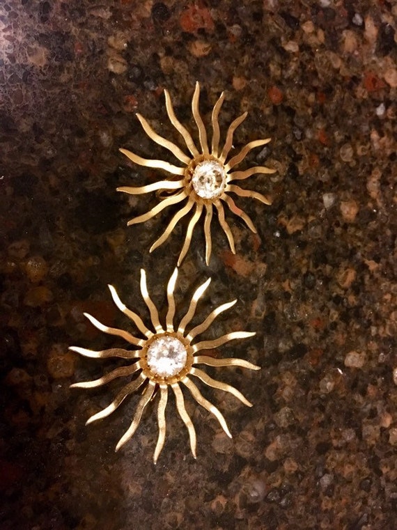 Sarah Coventry Large Sunburst Earrings 1980's - image 2