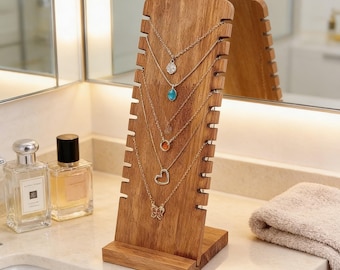 Walnut Wooden Necklace Display Stand