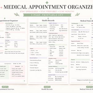 Medical Appointment Organizer Printable | Health Records Binder | Medical Planner PDF | Doctor Visit Tracker | Instant Download