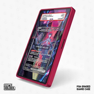 Peut inclure: Un &eacute;tui de protection rouge Anime Holder class&eacute; PSA. L'&eacute;tui contient une carte &agrave; collectionner avec une illustration color&eacute;e d'un personnage et le texte "CARD NOT INCLUDE". La carte porte le texte "X280" et "Erasure Ball". L'&eacute;tui porte le texte "EXAMPLE LABLE" et "PSA SLAB EXAMPLE".