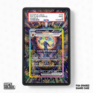 May include: A PSA graded guard case with a colorful background. The case holds a Pokemon card featuring Umbreon EX. The card has a gold border and the text "CARD NOT INCLUDE". The case also has a PSA label with the text "EXAMPLE LABLE".
