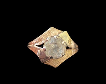 Antique old European cut mined diamond and 14K gold ring