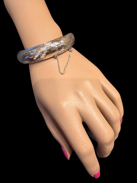 Sterling silver .925 wide bangle bracelet View 2