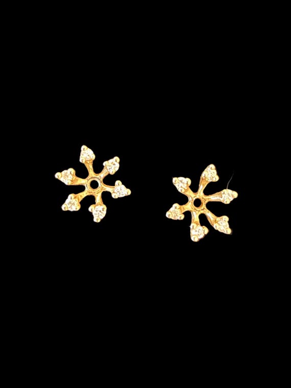 14k yellow gold and diamond earring jackets, stud jackets