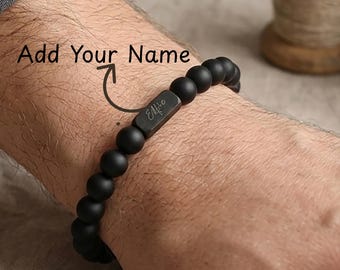 Personalized Lava Bracelet with Kids Names For Mom– Custom Name Bracelet - Father's day gift for husband - Birthday Gift for Boyfriend,Him