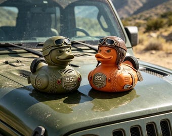 Jeep Off Road Ducked Rubber Ducks 2PCS, 85th Anniversary Truck Dashboard Decor Gift