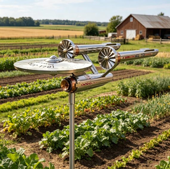 Star Trek Enterprise NCC-1701 Garden Spinner, Wind Powered Yard Art Decor Stake 2 D