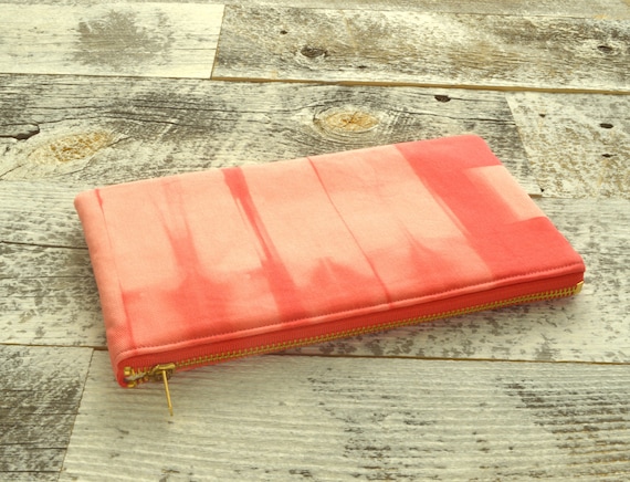 Tie-Dye Pouch - Coral Clutch - Hand Dyed