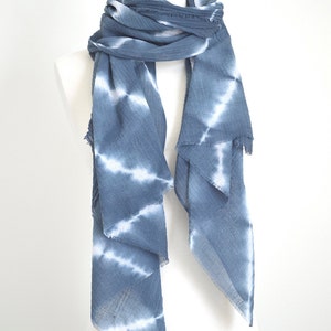 Marine Navy Blue Tie-Dye Chevron Scarf image 3