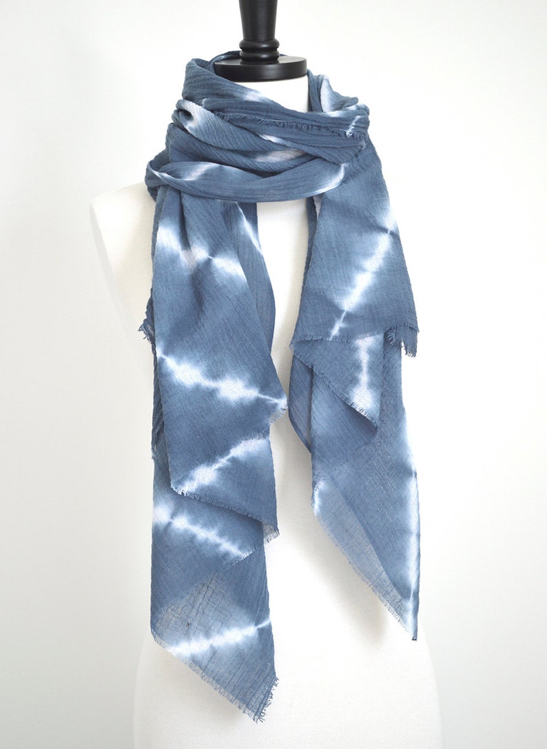 Marine Navy Blue Tie-Dye Chevron Scarf image 3