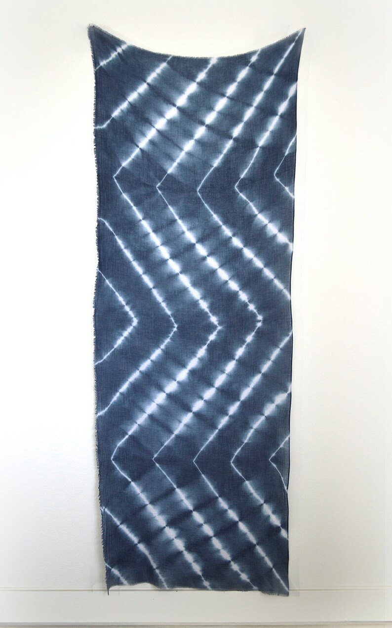 Marine Navy Blue Tie-Dye Chevron Scarf image 1