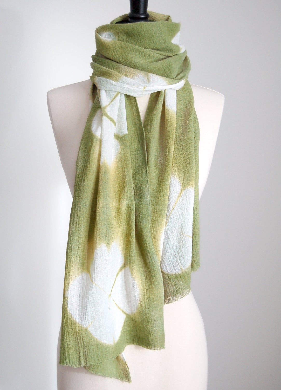 Tie Dye Moss Green Shibori Scarf Hand Dyed Cotton 12 X 64 Etsy