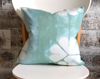 Blue Tie-Dye Pillow Cover 16x16 inches - Sea Glass