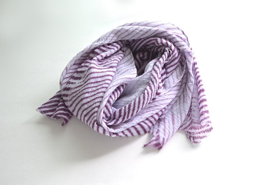 Purple Tie-Dye Scarf - breezy cotton summer scarf - Plum