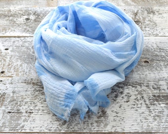 Sky Blue Tie-Dye Scarf - 25 x 68 inches