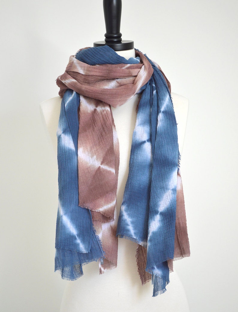 Marine Navy Blue Tie-Dye Chevron Scarf image 4