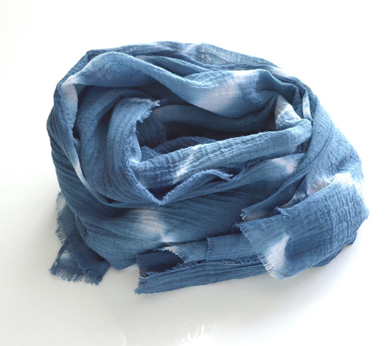 Marine Navy Blue Tie-Dye Chevron Scarf image 2