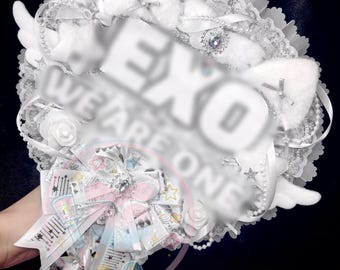 Handgemaakte EXO We Are One Angel Lace Fan, Kpop Concert Lightstick Deco