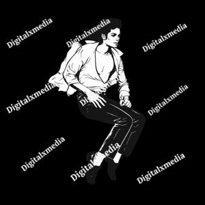 May include: A black and white graphic illustration of a person with curly hair wearing a button-down shirt and trousers, captured in a dynamic pose. The text Digitalxmedia is repeated across the image. The figure is shown against a black background.