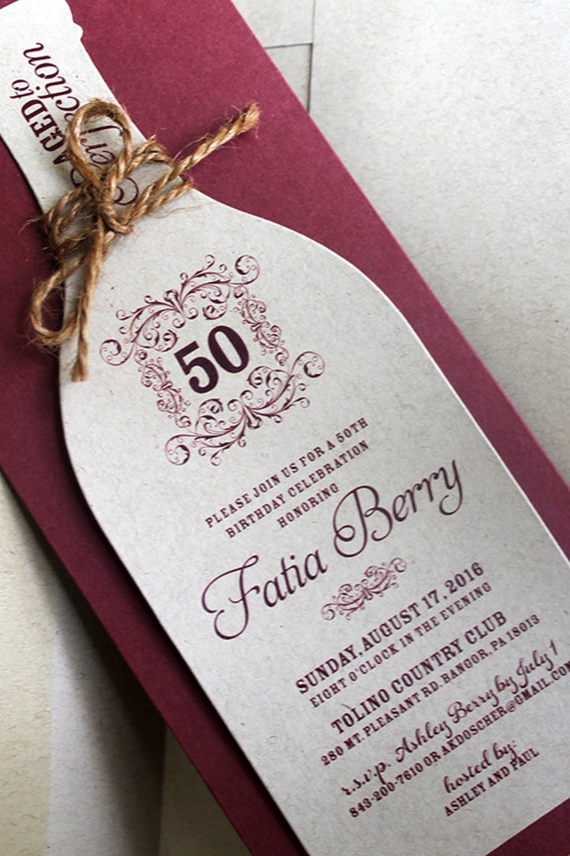 Wine Birthday Wine Bottle Invite Rustic Invitation Wine Etsy