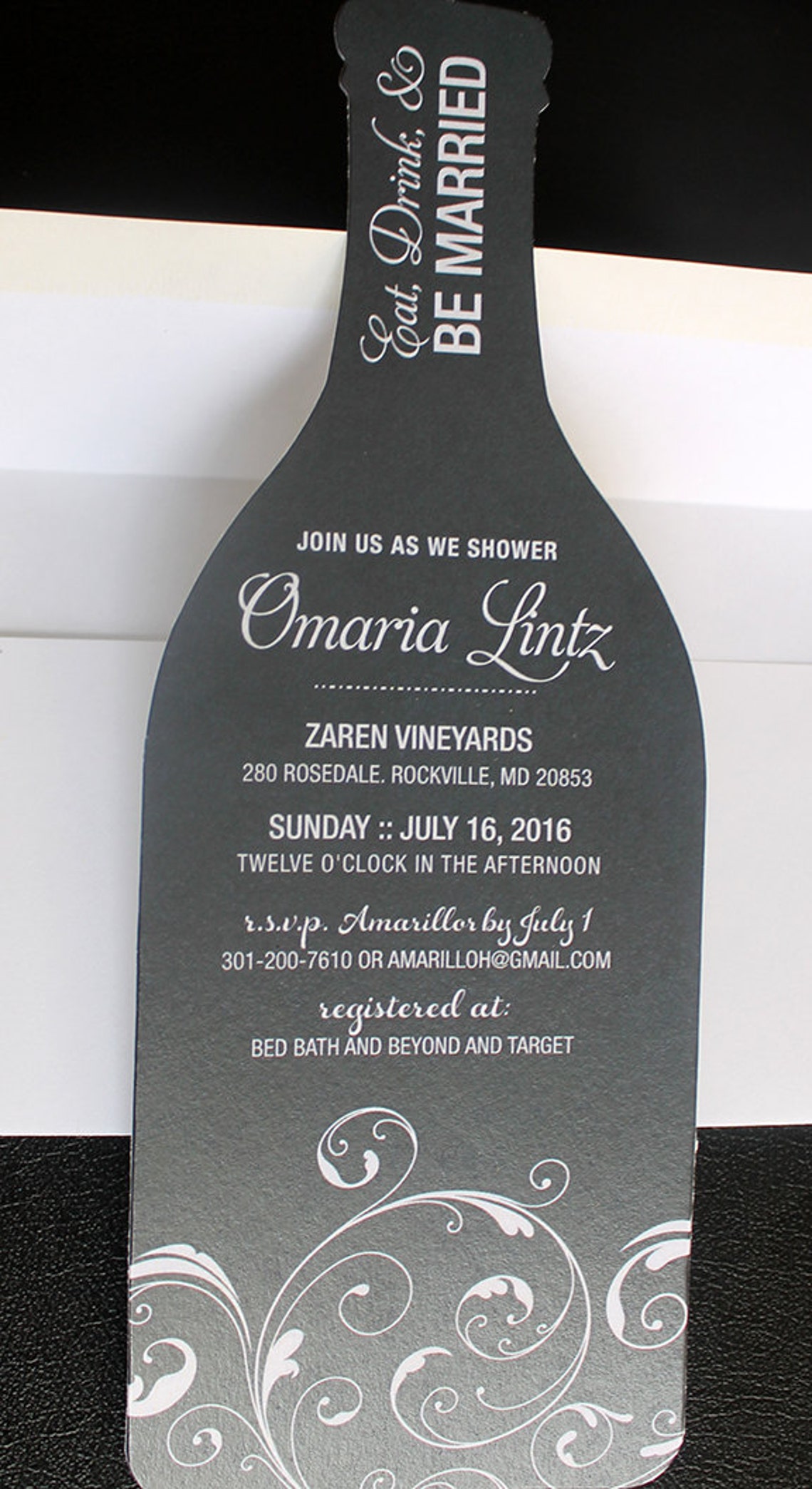 Wine Bottle Invitation Wine Bridal Shower Invitation Black and White