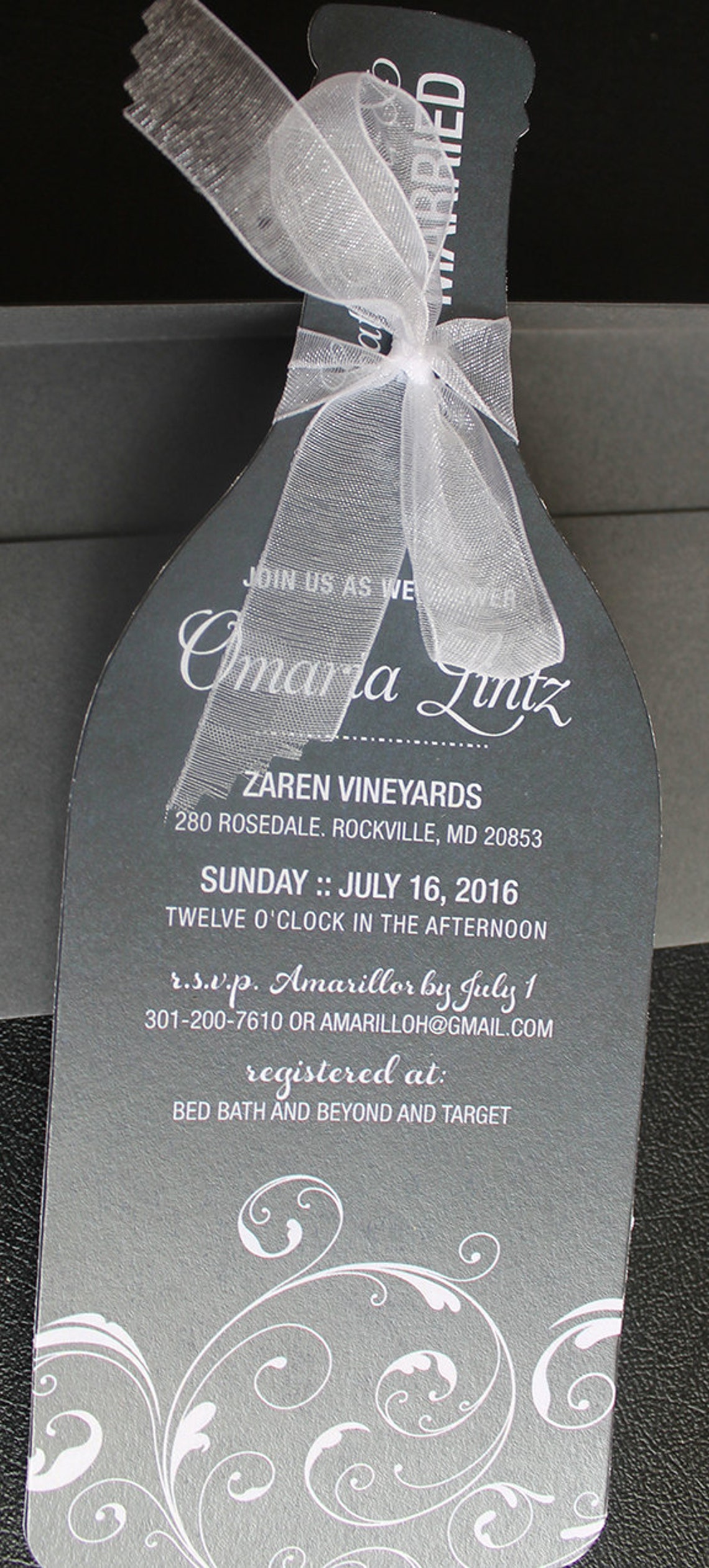 Wine Bottle Invitation Wine Bridal Shower Invitation Black and White