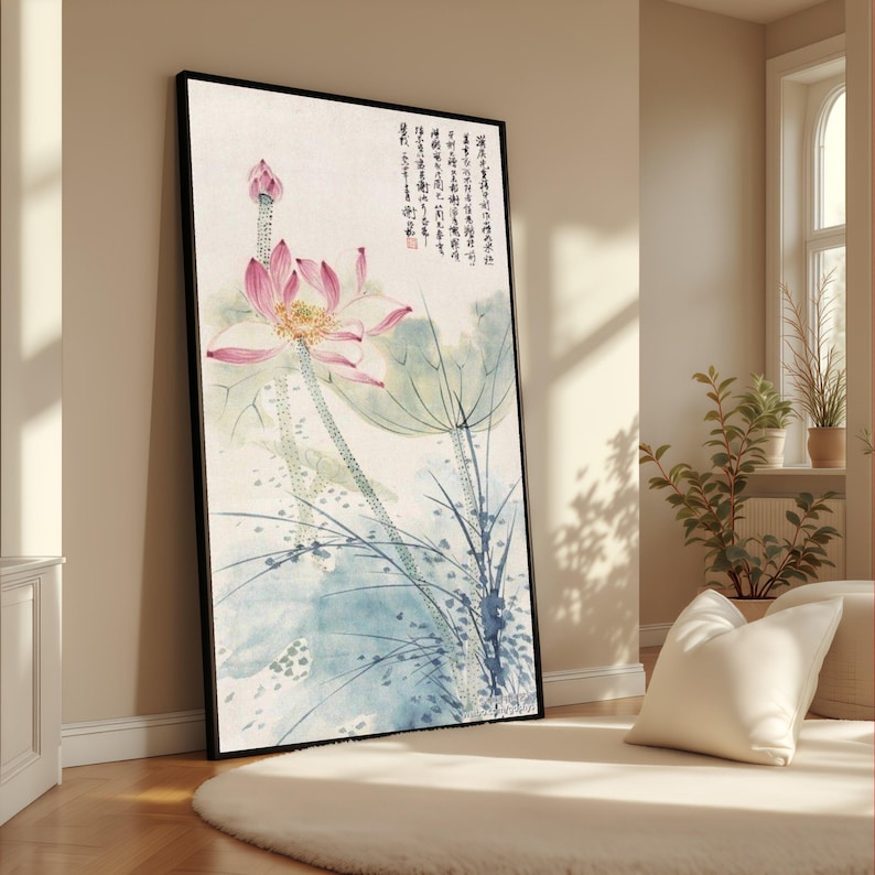 Chinese Ink Flowes Lotus Flower Canvas Art, Asian Ink Floral Print, Zen Decor - Etsy UK