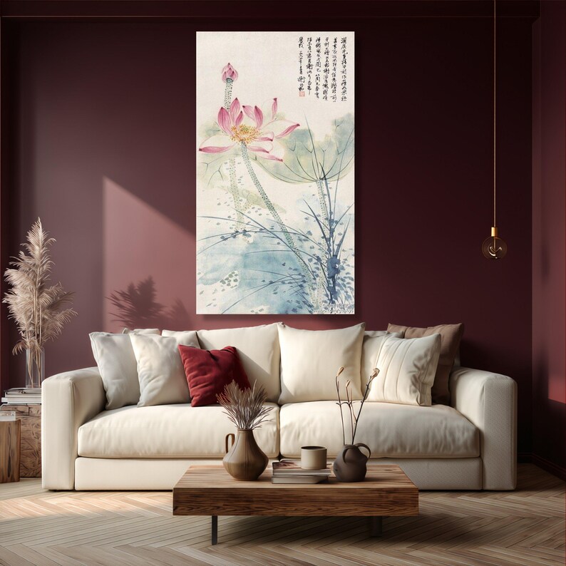 Chinese Ink Flowes Lotus Flower Canvas Art, Asian Ink Floral Print, Zen Decor - Etsy UK