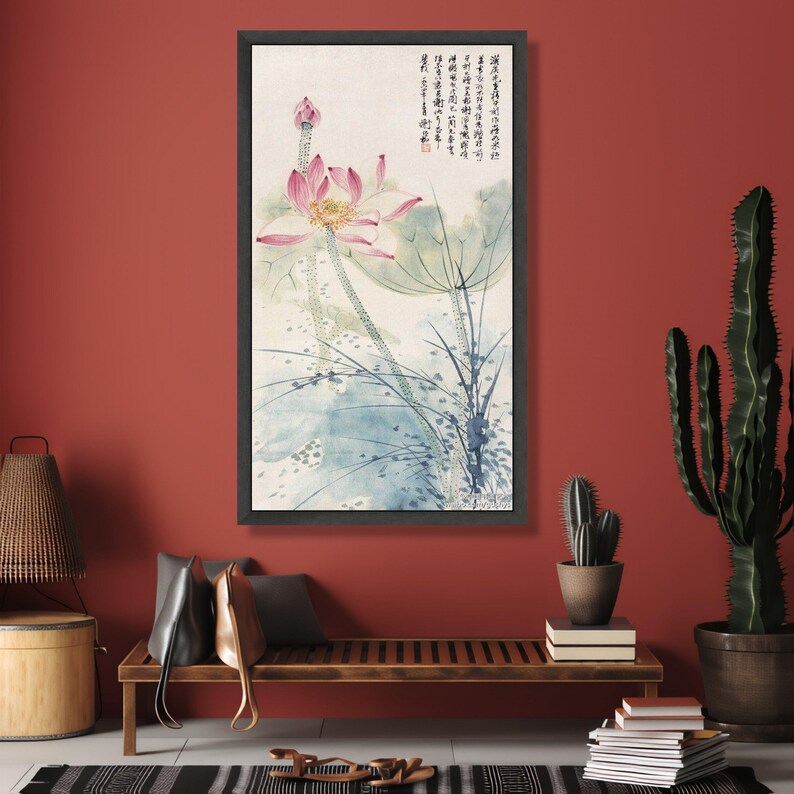 Chinese Ink Flowes Lotus Flower Canvas Art, Asian Ink Floral Print, Zen Decor - Etsy UK