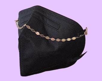 Cadena para mascarilla de eslabones ovalados en oro // Joyas para mascarillas, accesorios para mascarillas, decoración para mascarillas, cadena sencilla