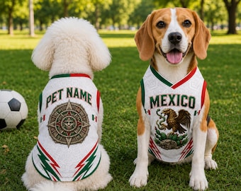 2026 Mexico Inspired Dog Soccer Jersey, Custom Pet Name Jersey, Mexican Eagle Aztec Pet Shirt, Soccer Fan Outfit for Dogs Cats