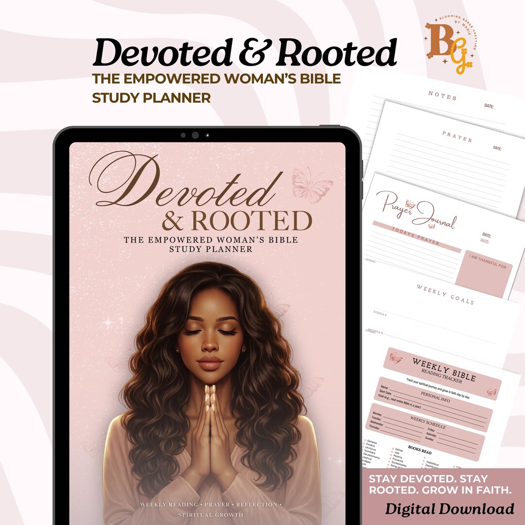 Devote Study Devoted & Rooted Bible Study Planner | Christian Women Prayer Journal ...