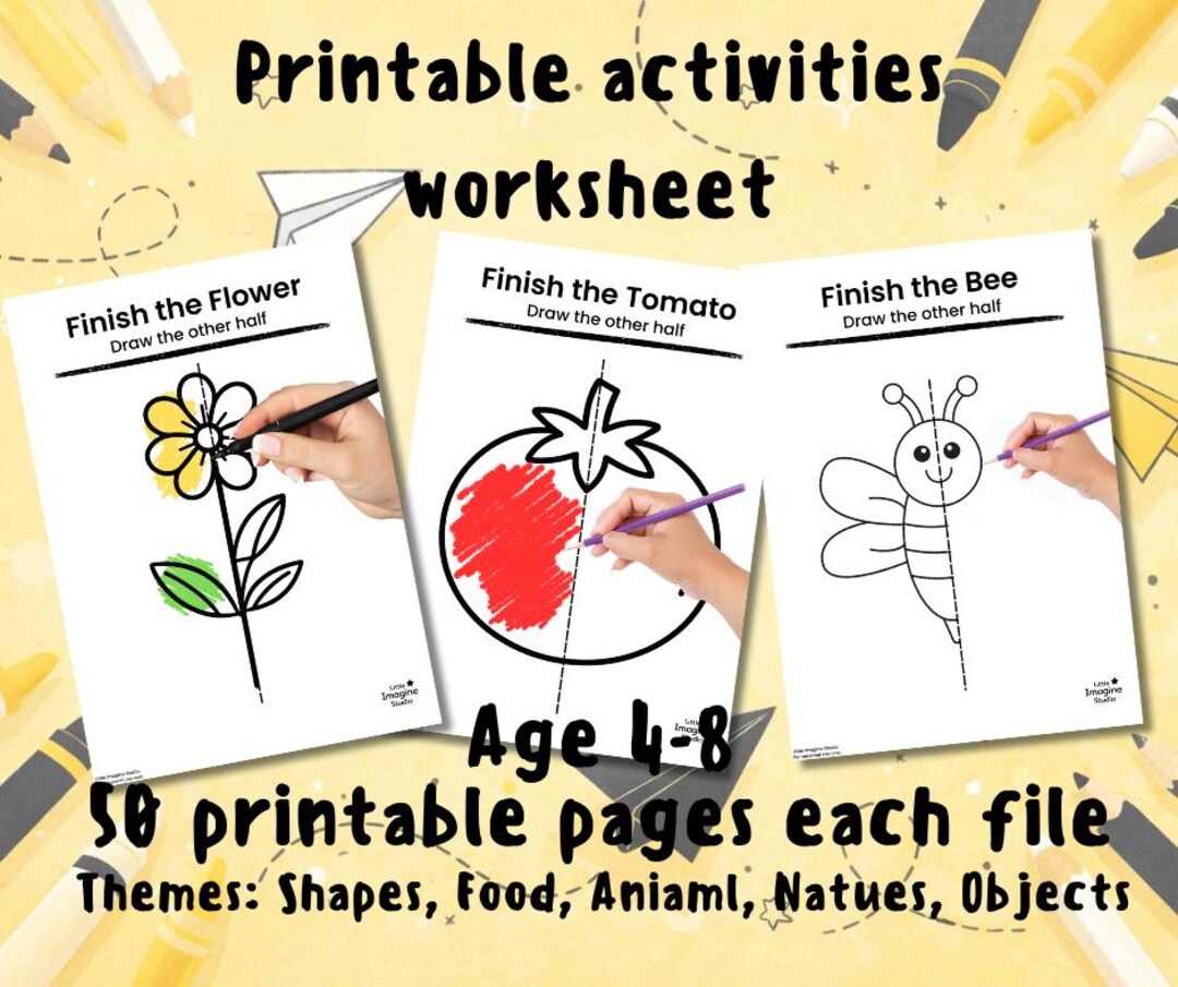 Symmetry Drawing Worksheets – 50 Mirror Activity Pages (PDF Pattern) - Etsy