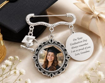 Custom Graduation Photo Charm Pin, Memorial Keepsake Accessory