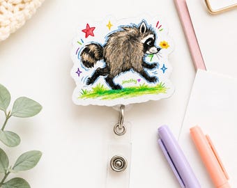 Jimothy Raccoon Badge Reel, Seattle Short Spine Raccoon ID Holder, Viral Feral Meme, Funny Animal Gift