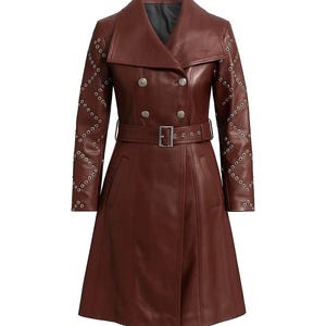 Leather Long Jacket With Studs - Etsy